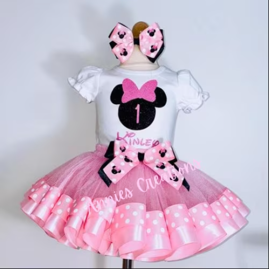Pink Minnie Tutu, Birthday outfit, Birthday tutu Minnie.