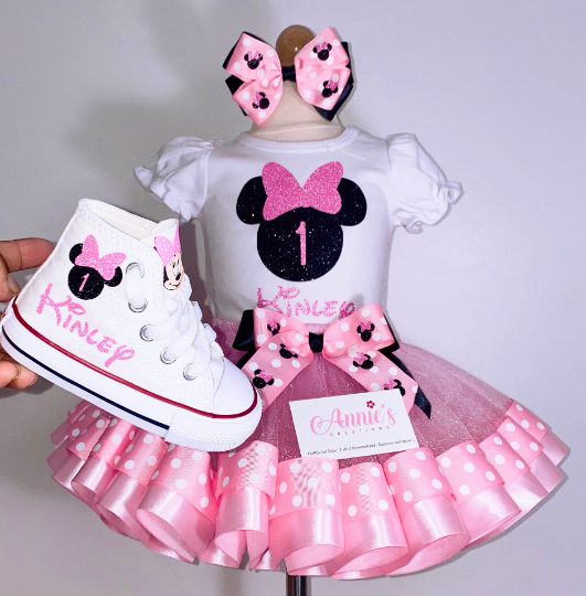 Pink Minnie Tutu, Birthday outfit, Birthday tutu Minnie.