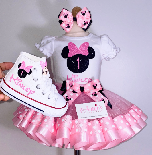 Pink Minnie Tutu, Birthday outfit, Birthday tutu Minnie