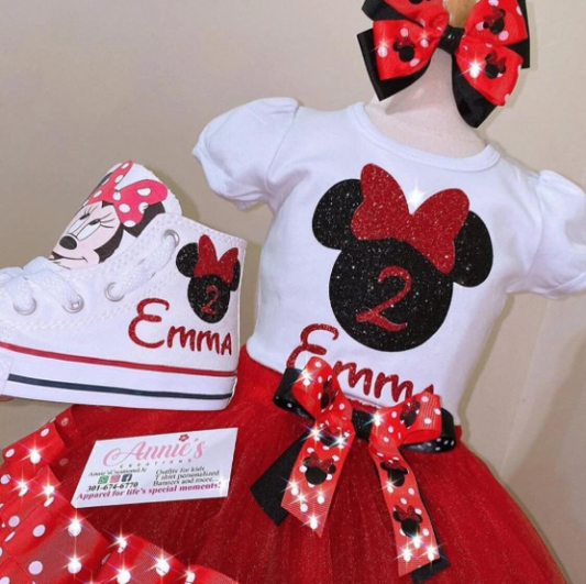Red Minnie Birthday tutu Outfit