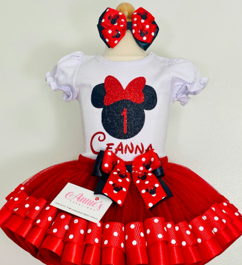 Red Minnie Birthday tutu Outfit